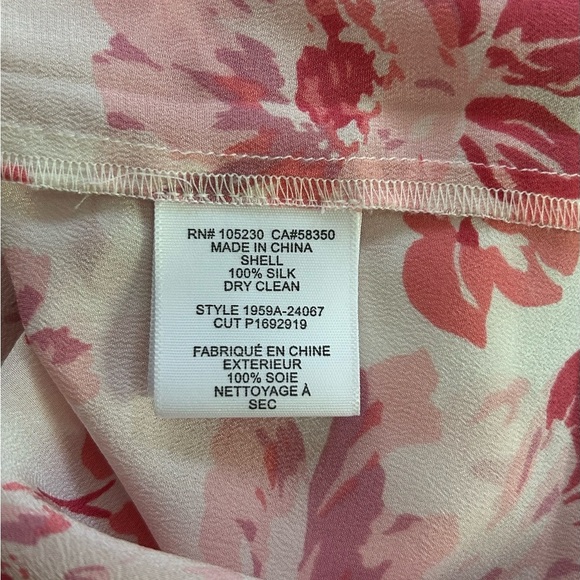 JOIE Aruna 100% Silk Top Sleeveless Split Neck Pink Floral Pleats Women's Size M - Picture 13 of 13